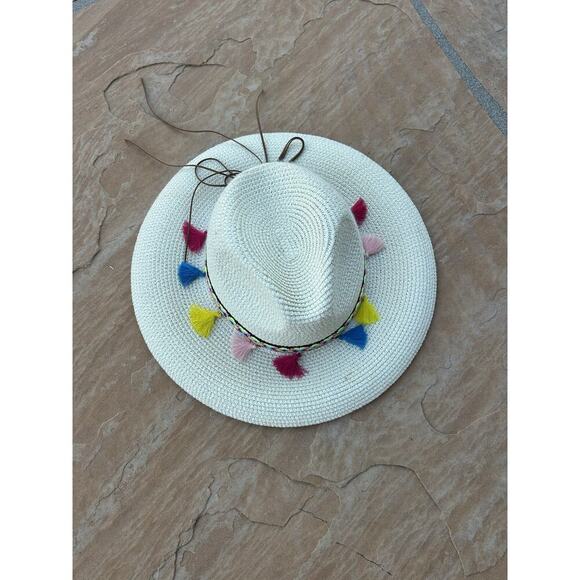 Royal Road Trading Co natural Tassel Accent Sun Hat One Size JW - Picture 1 of 3